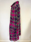 SAHARA GREY,PINK & PURPLE PATTERNED WOOL BLEND UNLINED COAT SIZE S/M