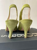HOBBS GLINDA LIME GREEN SUEDE OPEN TOE SLINGBACK HEEL SANDALS SIZE 4/37