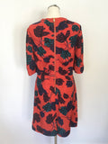 MARC BY MARC JACOBS RED FLORAL PRINT SHORT SLEEVE OCCASION DRESS SIZE 12 UK 16