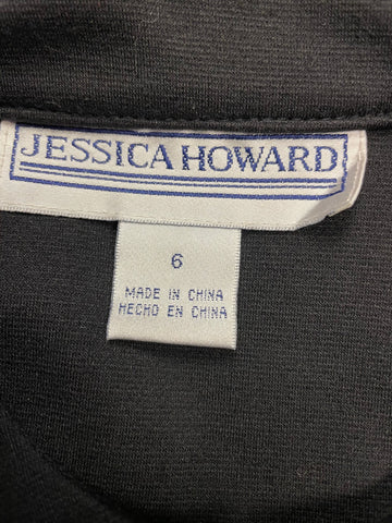 JESSICA HOWARD BLACK & IVORY 3/4 SLEEVE CROPPED JERSEY JACKET SIZE 6 UK 10