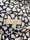 HOBBS NAVY BLUE & WHITE PRINT COTTON SLEEVELESS COLLARED TOP SIZE 12