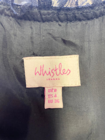 WHISTLES BLACK,GREY & BEIGE PRINT SILK FIT & FLARE SLEEVELESS DRESS SIZE 8