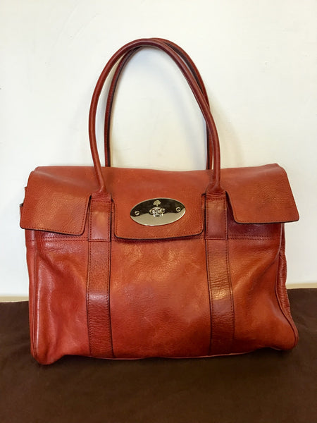 MULBERRY BAYSWATER LARGE TERRACOTTA RED LEATHER TOTE BAG