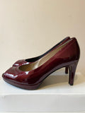 STUART WEITZMAN FOR RUSSELL & BROMLEY DEEP RED/WINE PATENT LEATHER PEEPTOE HEELS SIZE 6/39