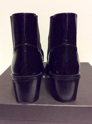 BRAND NEW WHISTLES BLACK PATENT LEATHER RILEY LOAFER POINT ANKLE BOOTS SIZE 7/40