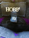 HOBBS BLACK & PURPLE SPOT PLEATED WOOL SKIRT SIZE 10