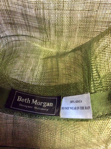 BETH MORGAN DARK FOREST GREEN FLOWER TRIM FORMAL HAT