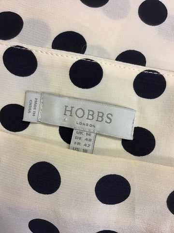 HOBBS CREAM & BLACK SPOT 3/4 LENGTH SLEEVE TOP SIZE 14
