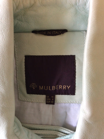 MULBERRY LIGHT GREEN COLOUR WASH LEATHER JACKET SIZE 10