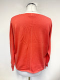 PURE COLLECTION CORAL COTTON & CASHMERE V NECK LONG SLEEVED JUMPER SIZE 12