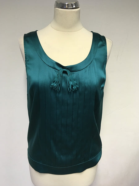 HOBBS EMERALD GREEN SILK SLEEVELESS TOP SIZE 10