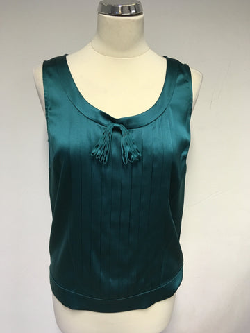 HOBBS EMERALD GREEN SILK SLEEVELESS TOP SIZE 10