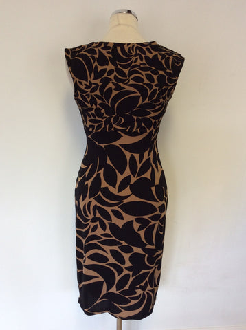 PHASE EIGHT BLACK & TAN SLEEVELESS COWL NECK DRESS SIZE 10