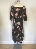 BRAND NEW COAST LAUREN WINDSOR BLACK & PINK FLORAL PRINT SHIFT DRESS SIZE 10
