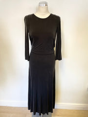 BRAND NEW & OTHER STORIES BLACK 3/4 SLEEVE OPEN BACK MIDI DRESS SIZE 34 UK 8