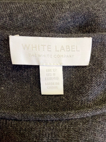 THE WHITE COMPANY CHARCOAL GREY MERINO BLEND LONG SLEEVE JUMPER DRESS SIZE 12