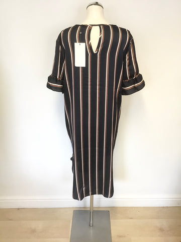 BRAND NEW KAFFE NAVY BLUE STRIPED KORNELIA SHORT SLEEVE TUNIC DRESS SIZE 42 UK 14