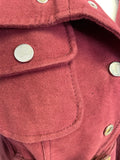 KAREN MILLEN BURGUNDY BRUSHED COTTON BELTED KNEE LENGTH COAT SIZE 10