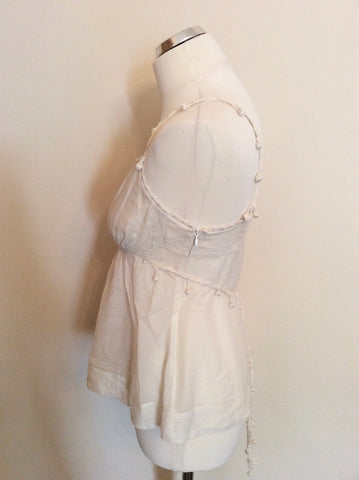 SEE BY CHLOE IVORY COTTON & SILK STRAPPY TOP SIZE 8