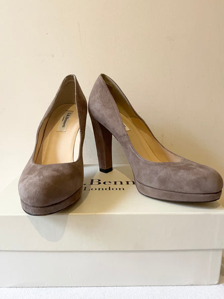 LK BENNETT MINK SUEDE PLATFORM SOLE BLOCK HEELS SIZE 6/39
