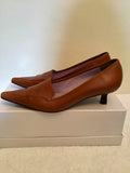 AUDLEY TAN ALL LEATHER HEELS SIZE 6/39