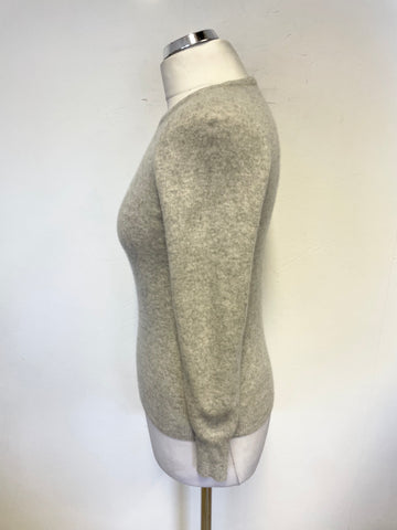 MARKS & SPENCER 100% CASHMERE LIGHT GREY LONG SLEEVED JUMPER SIZE 10