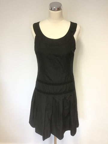 WHISTLES BLACK SLEEVELESS DROP WAIST FIT & FLARE DRESS SIZE 10