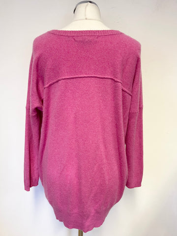 CASHMERE & COTTON, 100% CASHMERE PINK RELAXED FIT LONG SLEEVED JUMPER SIZE S/M