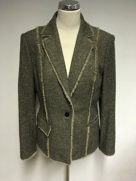 FENN WRIGHT MANSON HERRINGBONE TWEED JACKET SIZE 14