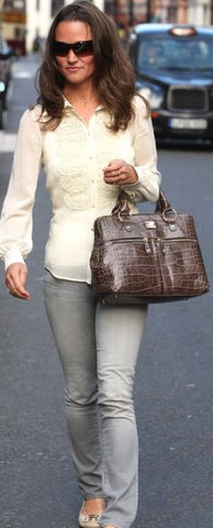 MODALU PIPPA CHOCOLATE BROWN CROC LEATHER TOTE BAG