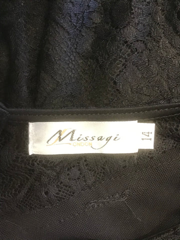 BRAND NEW MISSAGI BLACK LACE & SHEER MESH TRIMMED PENCIL DRESS SIZE 14