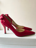 LK BENNETT RED SATIN BOW TRIM SPECIAL OCCASION HEELS SIZE 7.5/41