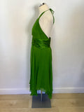 LAUNDRY BY SHELLI SEGAL GREEN SILK PLEATED SPECIAL OCCASION DRESS SIZE 12