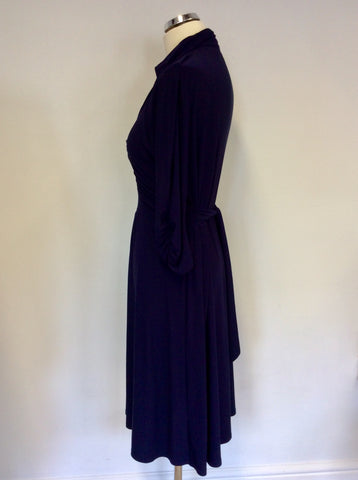 LAURA ASHLEY DARK BLUE V NECKLINE 3/4 SLEEVE DRESS SIZE 12