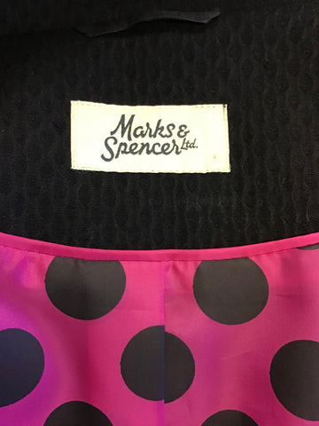 MARKS & SPENCER BLACK COTTON 3/4 SLEEVE SPRING/SUMMER COAT SIZE 12