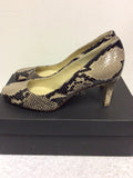 BRAND NEW HOBBS NEUTRAL & BLACK SNAKE PRINT ELIZABETH COURT SHOES SIZE 5/38