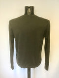 ALL SAINTS KHAKI GREEN MERINO WOOL CREW NECK JUMPER SIZE S