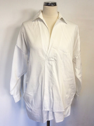 MME & CO WHITE COTTON OVERSIZED COLLARED DROP SHOULDER SHIRT SIZE M