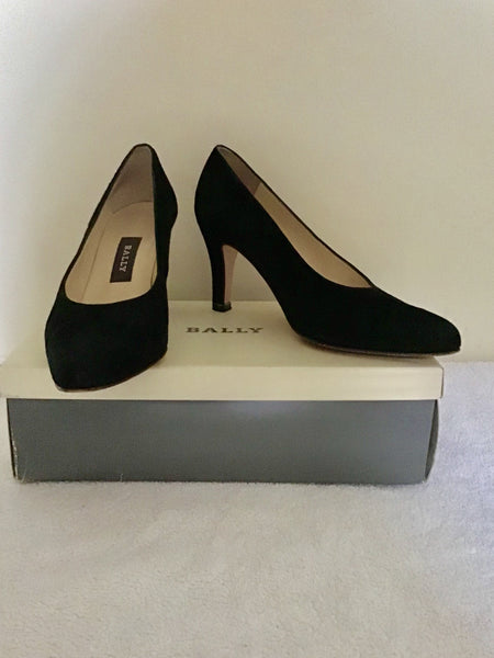 BALLY BLACK SUEDE HEELED COURT SHOES SIZE 4.5/37.5