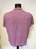 TED BAKER PINK COTTON,SILK & CASHMERE SHORT SLEEVE KNIT POLO TOP SIZE XL