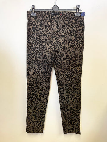 BRAND NEW ROBELL ROSE BLACK & GOLD ANIMAL PRINT STRETCH TROUSERS  SIZE 16