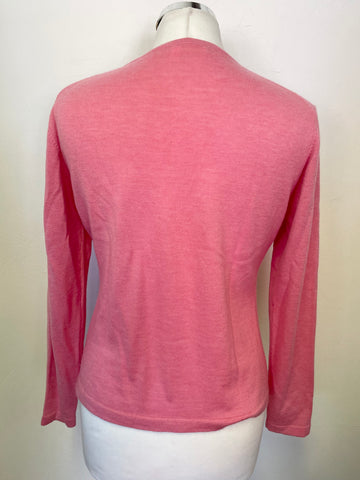 THE CASHMERE COMPANY PINK CASHMERE & MERINO WOOL LONG SLEEVE JUMPER SIZE M