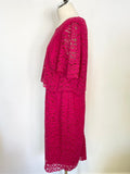 JACQUES VERT RASPERRY PINK LACE SHORT SLEEVE SPECIAL OCCASION DRESS SIZE 18