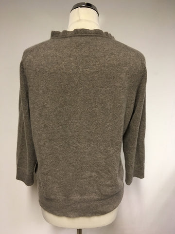 JOHN LEWIS BROWN CASHMERE JUMPER SIZE 16