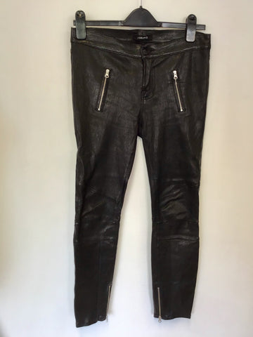 J BRAND JULIA BIKER BLACK LEATHER CROP SKINNY PANTS SIZE 27