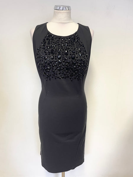BRAND NEW MARCIANO GUESS BLACK BEAD EMBELLISHED SLEEVELESS BODYCON / PENCIL DRESS SIZE 44 UK 12