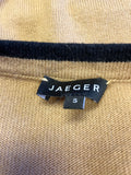 JAEGER CAMEL & BLACK TRIM SHORT SLEEVE WOOL BLEND JUMPER SIZE S