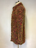 AIRFIELD ORANGE,RED & GREEN BOUCLE SHAGGY KNIT JACKET SIZE 38 UK 10