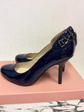 BRAND NEW MODA IN PELLE CARLINO NAVY PATENT CHAIN TRIM HEELS SIZE 4/37