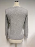 MARKS & SPENCER AUTOGRAPH LIGHT GREY V NECK CASHMERE JUMPER SIZE 14
